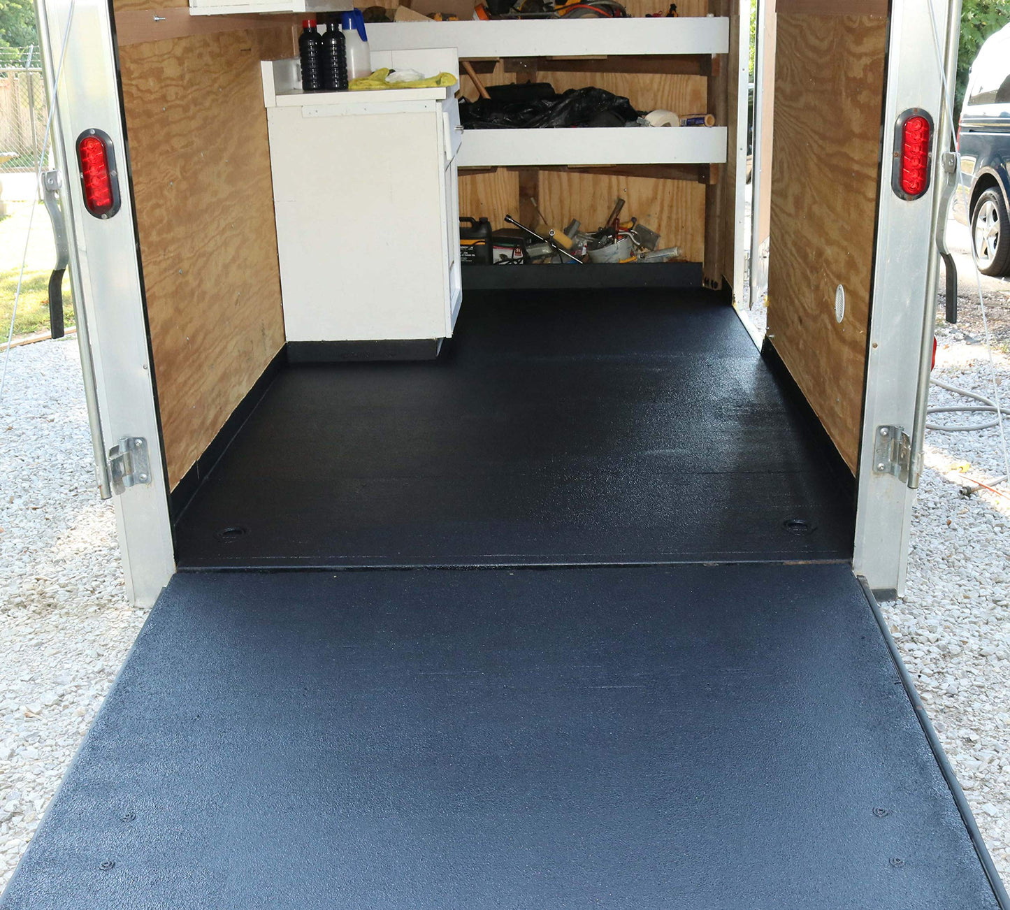 Trailer Floor Coating Protects Trailer Floors, Ramps and Walls (Black, 3 Gallon) Includes 1 Foam Cover