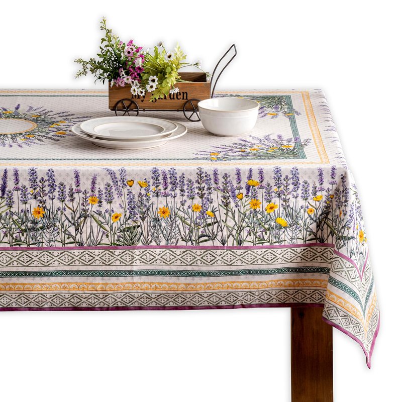 Maison d' Hermine Table Cloth Rectangle Table 100% Cotton 60 x 120 Inches Tablecloth Reusable Decorative for Dining Kitchen Room Farmhouse Home Gifts for Mothers Day Spring Summer - Fanny Lavender