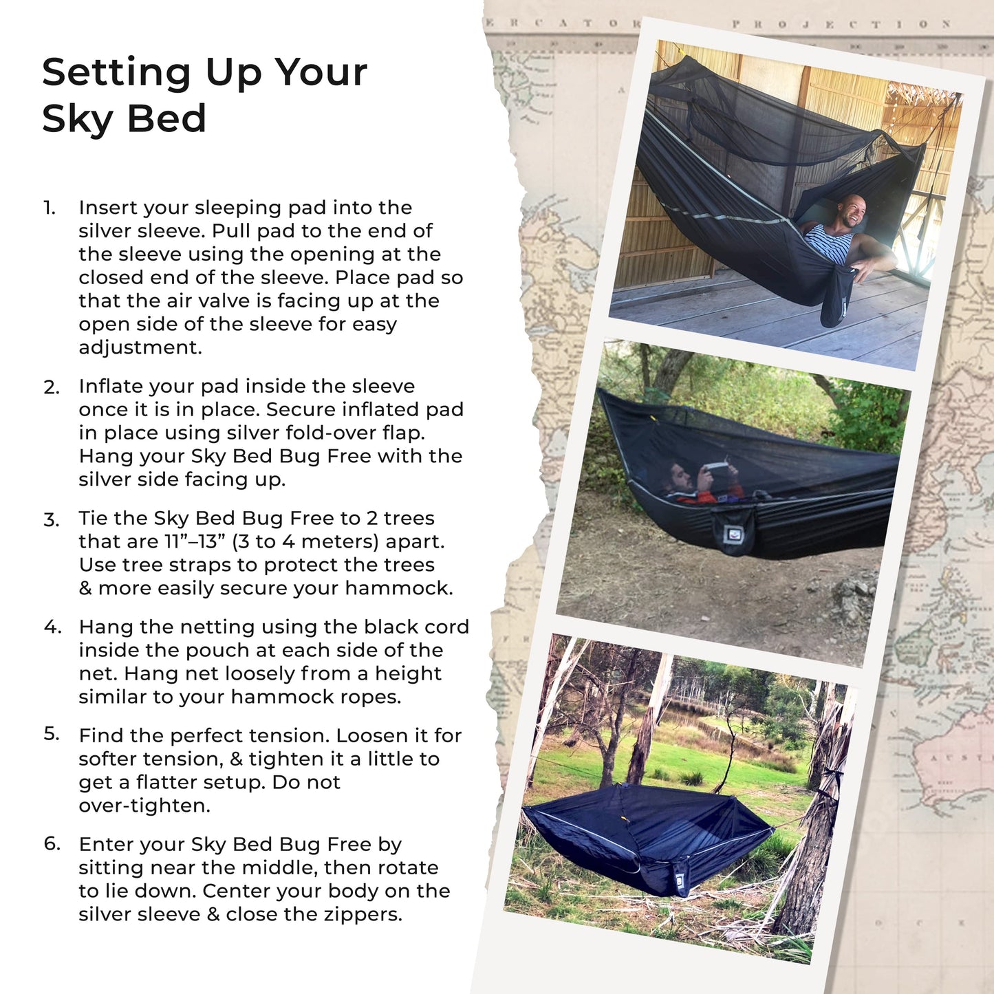 Hammock Bliss Sky Bed Bug Free - Insect Free Hanging Tent That Hangs Like A Hammock But Sleeps Like A Bed - Unique Asymmetrical Design Creates An Amazing Lay Flat Camping Hammock Sleeping Experience