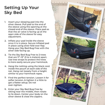 Hammock Bliss Sky Bed Bug Free - Insect Free Hanging Tent That Hangs Like A Hammock But Sleeps Like A Bed - Unique Asymmetrical Design Creates An Amazing Lay Flat Camping Hammock Sleeping Experience