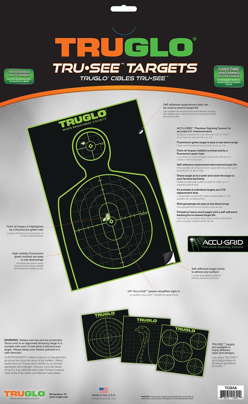 TRUGLO 12X18 Tru-See Bright Fluorescent Self-Adhesive High-Visible Reactive Splatter Handgun Target, 6-Pack/Green