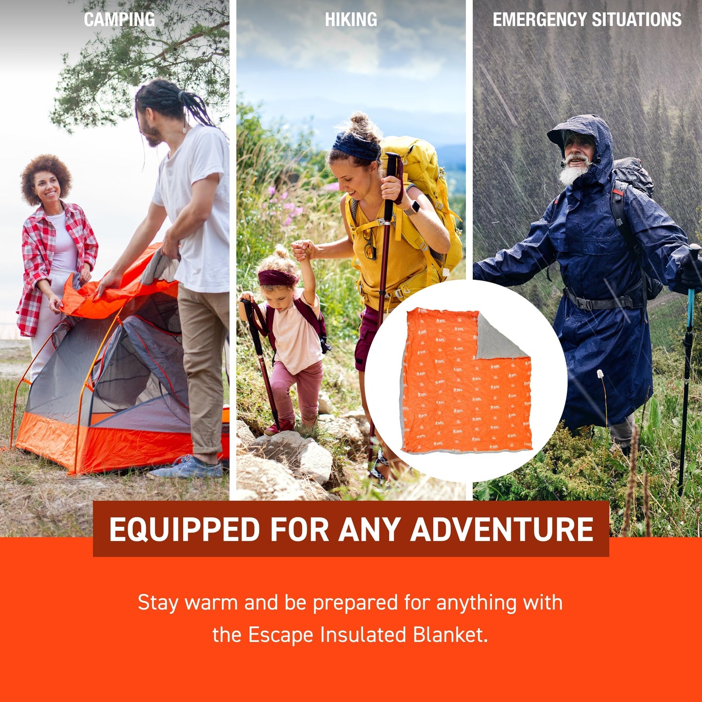 S.O.L. Survive Outdoors Longer SOL Escape Insulated Blanket - Primaloft Adventure Blanket - Durable & Water-Resistant - Reflects Up to 70% Body Heat - Outdoor Survival Gear - Camping Essentials