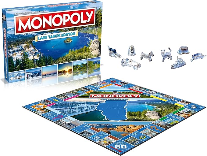 Monopoly Lake Tahoe Edition Board Game – Family Game for Ages 8+ 2-6 Players Fun for Adults and Children Ideal for Game Night