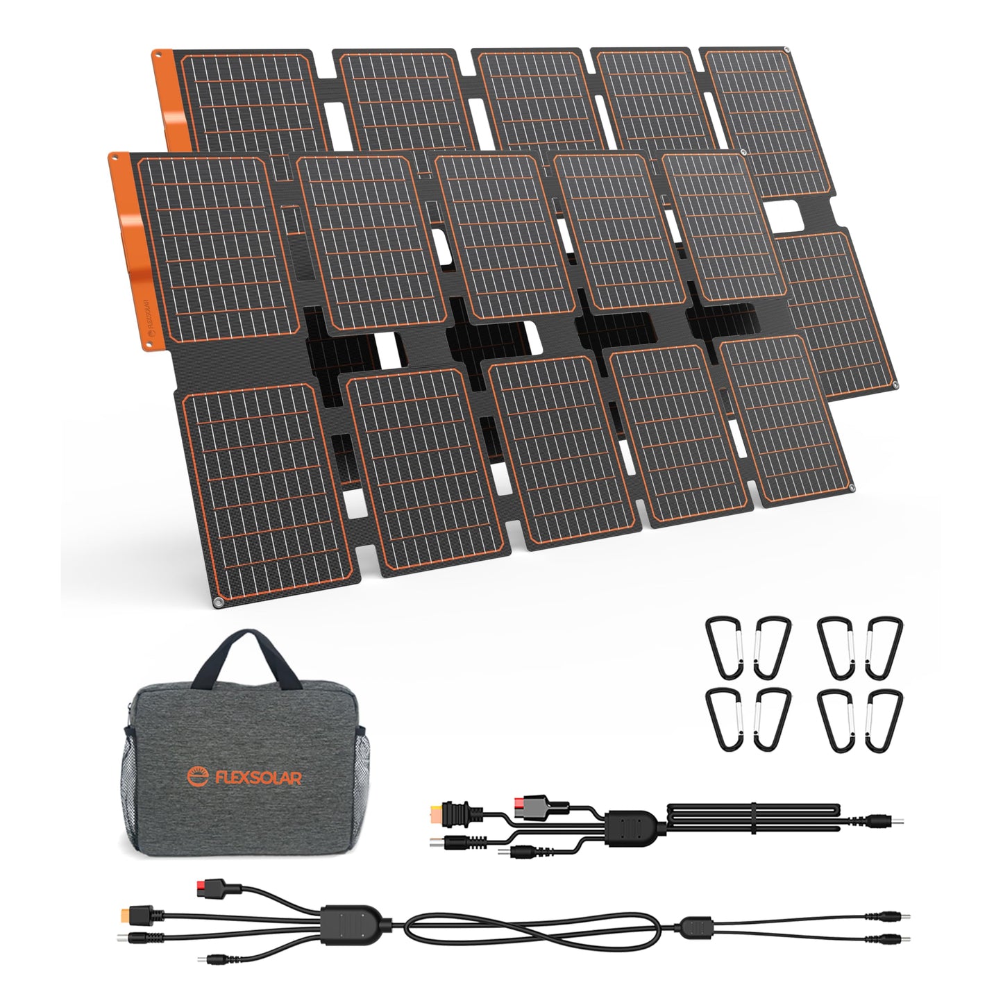 FlexSolar 2 PCS 100W Portable Solar Panels Chargers with PD3.0 USB-C,QC3.0 USB-A and DC Outputs Foldable IP67 Waterproof Power Emergency Camping
