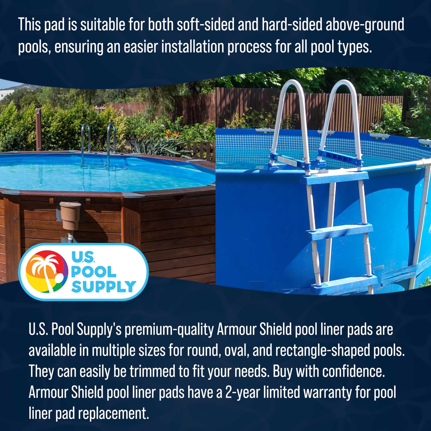 U.S. Pool Supply Ground Shield 16-Foot x 32-Foot Oval Heavy Duty Pool Liner Pad for Above Ground Swimming Pools - Protects Pool Liner, Prevents Punctures, Weed Barrier, Eco-Friendly Extends Liner Life