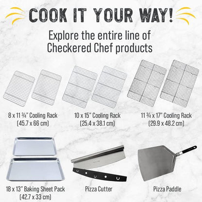 Checkered Chef Cooling Rack for Cooking and Baking - 8” x 11 ¾" Set of 2 Stainless Steel, Oven Safe Grid Wire Cookie Cooling Racks