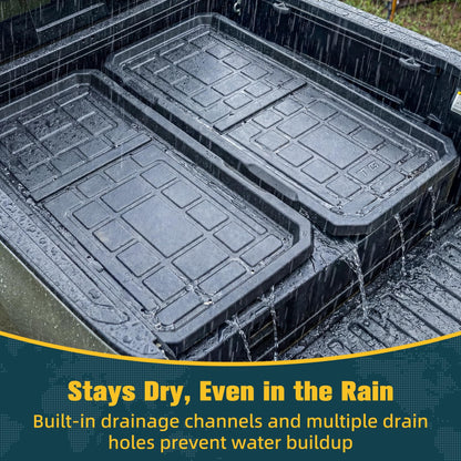 Trumgeta Slide-Out Truck Bed Cargo Tray Fit for Mid-Size & Full-Size Pickup, Fast-Drain Channel & Safer Wrapped Edges, Cargo Storage System with Easy Tailgate Access