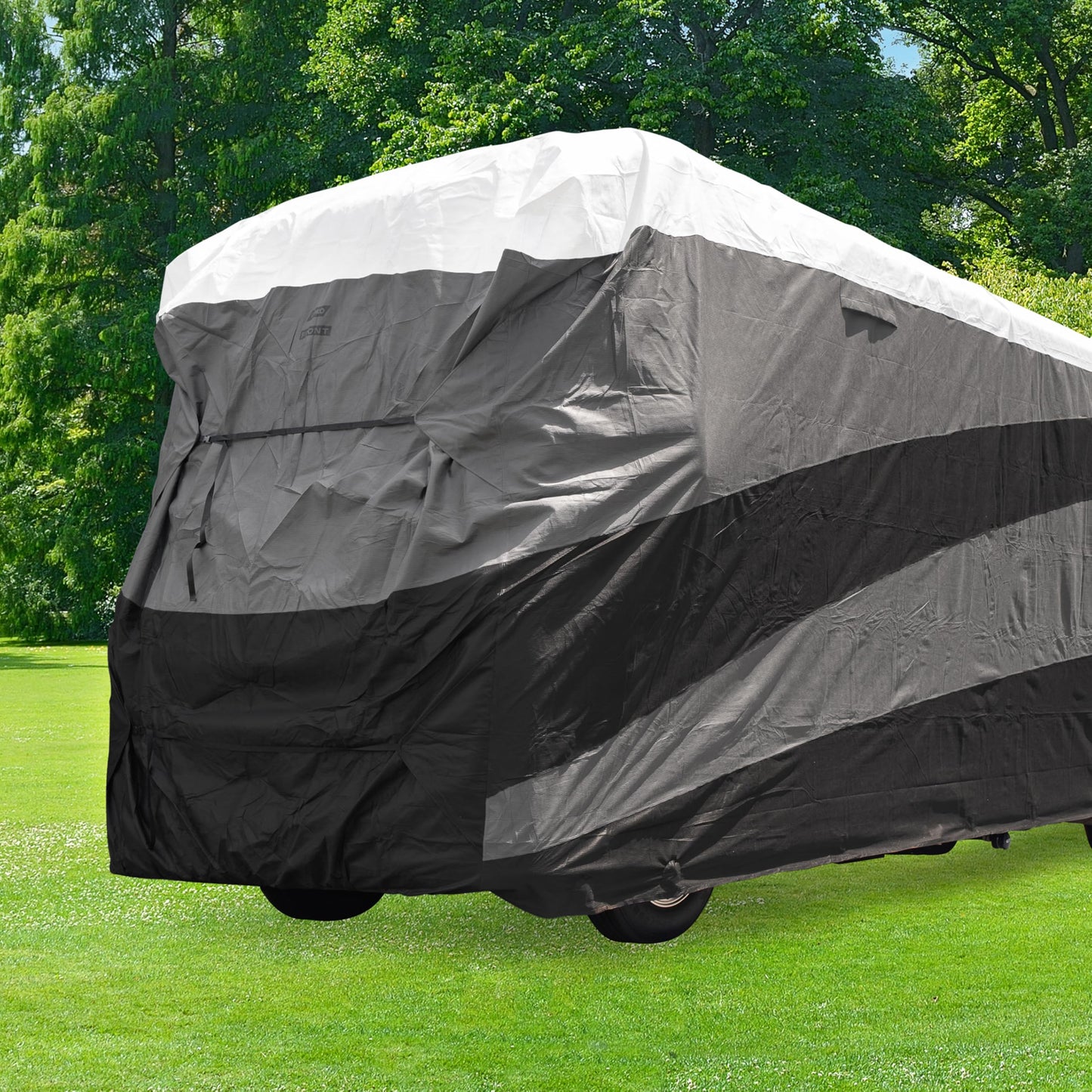 Camco ULTRAGuard Supreme RV Cover - Fits 37-40ft Class A Campers - Shelter Your RV from The Elements - Near Custom Fit Camper Cover Features Covered Air Vents & Rear Cinching Straps (56108)
