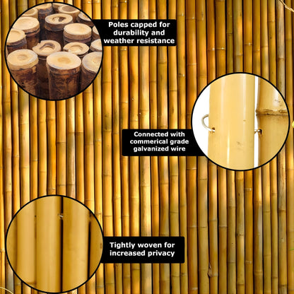 Forever Bamboo Natural Bamboo Fencing Garden Screen Rolled Fence Panel Black 0.75 in D x 3 ft H x 8 ft L