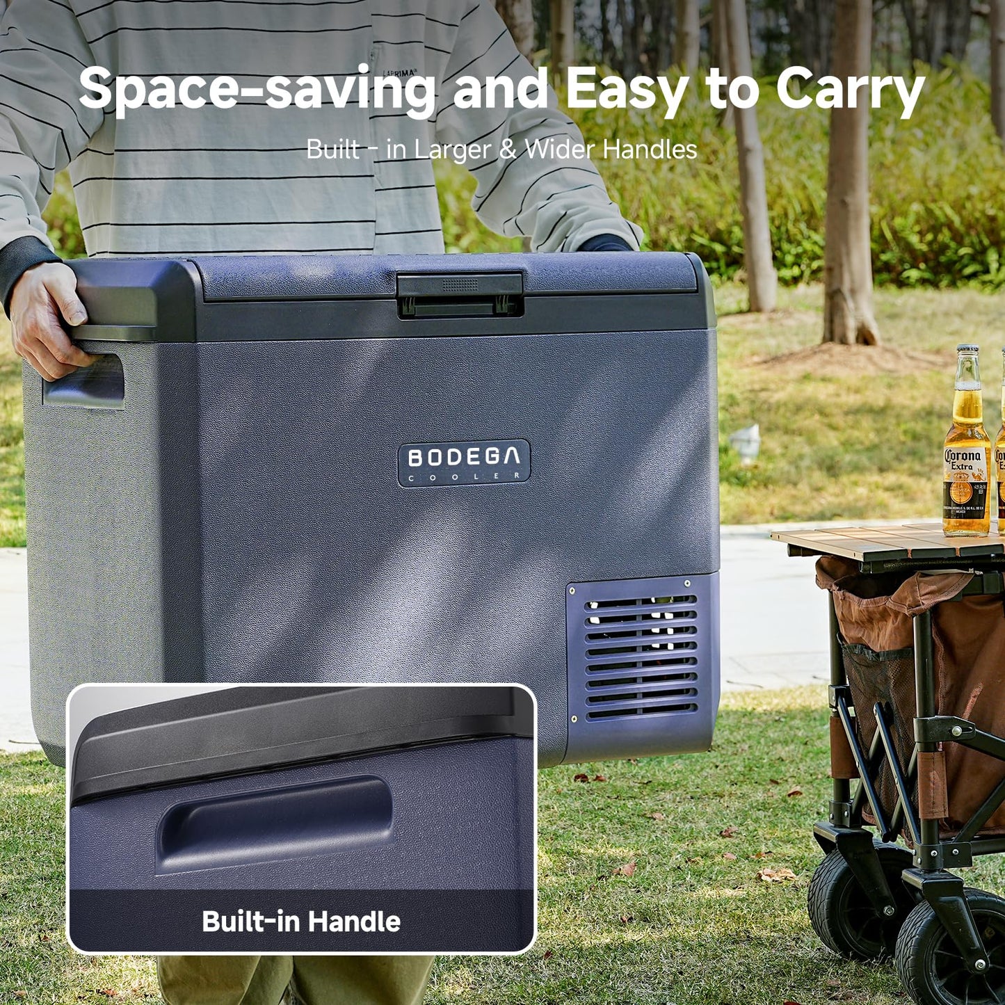 BODEGACOOLER 12 Volt Car Refrigerator, 53QT(50L) IPX4 Waterproof Electric Cooler, 31dB Ultra-Quiet Car Fridge APP Control with 12/24V DC 110-240V AC, -4℉~68℉, Portable for Truck RV Camping, Travel