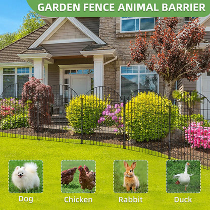 10 Panels No Dig Decorative Garden Fence for Yard, 40in (H) x 23.6ft (L) Rustproof Metal Wire Temporary Dog Fence, Animal Barrier Fencing Patio Panel Border with Temporary Ground Stakes