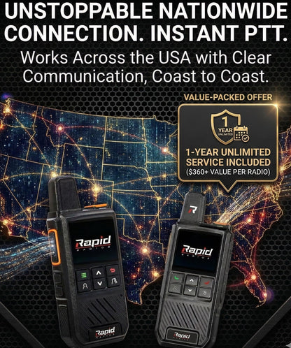 Rapid Radios Nationwide LTE Walkie-Talkie - Two-Way Radio - Unlimited Range POC Two Way Radios Set