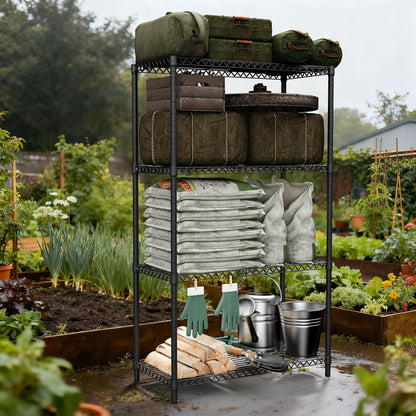 M MZG 2400LBS 35.5" W Standing Shelf Units Wire Rust-Proof Outdoor Storage Shelving 4-Tier Utility Shelving Unit for Garden Home,Kitchen,Office Dark Grey 17.7" D x 35.5" W x 59.4" H