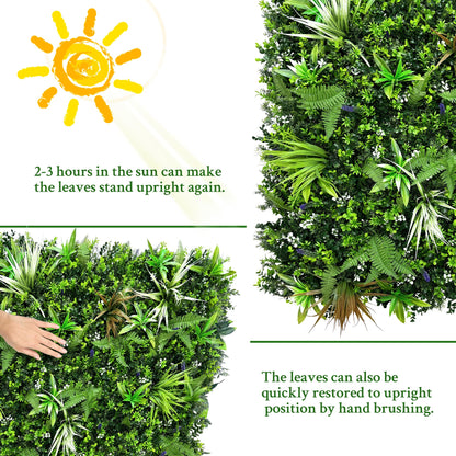 ODTORY Artificial Boxwood Topiary Hedges Panels: 20'' x 20'' 12P UV-Protected Privacy Faux Grass Backdrop Fence Screen for Patio, Balcony, Garden, Backyard Indoor Outdoor Green Wall Decor