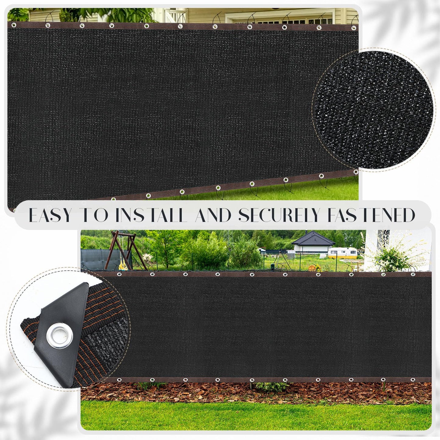 Windyun Wind Screen Privacy Screen Fence 150 GSM 88% Blockage with 100 Cable Zip Ties Heavy Duty Commercial Residential Netting Fence Cover for Outdoor Wall Garden Yard (Black,5 x 100ft)