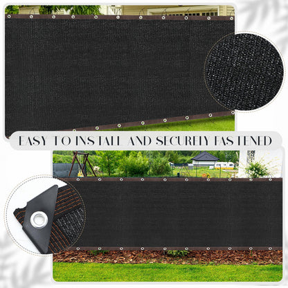Windyun Wind Screen Privacy Screen Fence 150 GSM 88% Blockage with 100 Cable Zip Ties Heavy Duty Commercial Residential Netting Fence Cover for Outdoor Wall Garden Yard (Black,5 x 100ft)