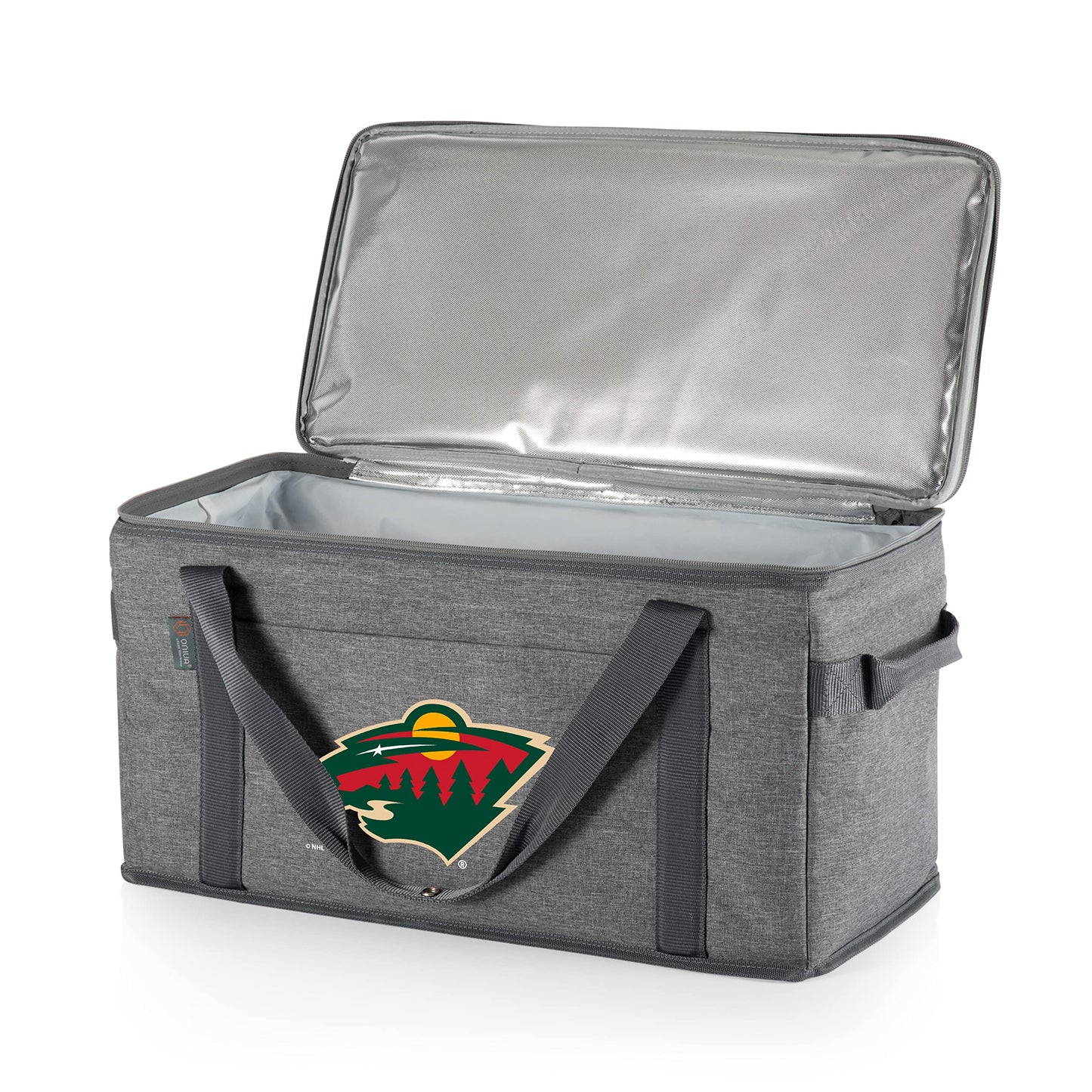 PICNIC TIME NHL Minnesota Wild 64 Can Collapsible Cooler, Large Insulated Soft Cooler Bag, Portable Beach Cooler with Shoulder Strap, (Heathered Gray)