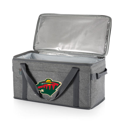 PICNIC TIME NHL Minnesota Wild 64 Can Collapsible Cooler, Large Insulated Soft Cooler Bag, Portable Beach Cooler with Shoulder Strap, (Heathered Gray)