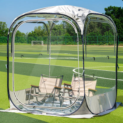 East Oak Weather Sports Tent for Fishing, Sports Event | Pop Up Bubble Tent Instant Sun & Rain Shelter | No Condensation, Spacious Interior, Ultra Visibility | All Weather Protection | 5 x 5 FT