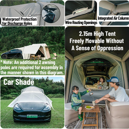 Naturehike Car Camping Inflatable Tent, 4 Ways to Use - Easy Setup SUV Tent for Family Camping, Waterproof & Sun Block Car Shade with Screen for Outdoor Cinema, Pinic, Fishing, with Storage Bag