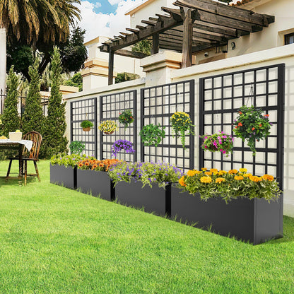 BUKLIYN Metal Planter with Trellis - Trellis with Planter Box & Privacy Screen, Outdoor Raised Garden Bed for Climbing Plants(63"x31.5"x16")