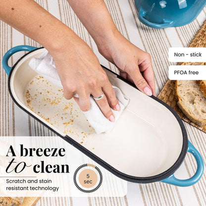 Nuovva Enamelled Cast Iron Cookware Bundle – Dutch Oven Pot with Lid, Casserole Dish & Bread Loaf Pan – Premium Ovenproof Cookware Set for Baking, Roasting & Everyday Cooking