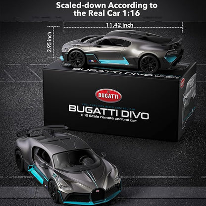 MIEBELY Remote Control Car Bugatti Divo 1/16 Scale Rc Cars 12Km/h 2.4Ghz Licensed Model Car 7.4V 500mAh Toy Car Headlight for Adults Boys Girls Age 6-12 Years Birthday Ideas Gift