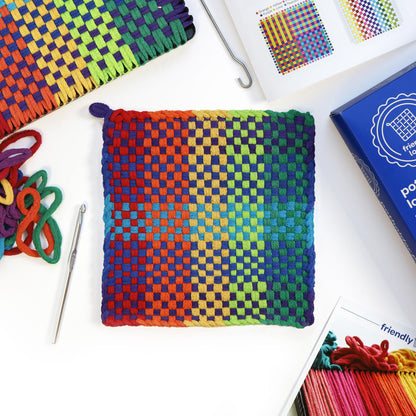 Harrisville Designs Friendly Loom Potholder Pro Weaving Kit | 10”x10” Sturdy Metal Loom and Quality Cotton Weaving Loops | Complete Kit to Weave 2 Large, Durable Potholders | Made in the USA