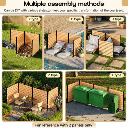 4ft H×3.2ft W(2 Panels) Privacy Fence Screen,No-Dig Wood Outdoor Privacy Screen,Aluminum Post,Air Conditioner Fence,Pool Equipment Enclosure,Trash Can Enclosure,Privacy Fence Panels for Patio/Garden