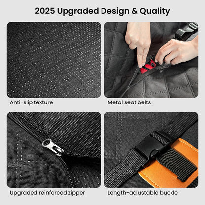 REEVAA Dog Truck Seat Cover for Back Seat, Hard Bottom Dog Hammock for Car, Pet Bed Extender for 2-4 Large Dogs, Waterproof Seat Protector, Universal XL Size Fits for Crew Cab Truck/SUV, Black