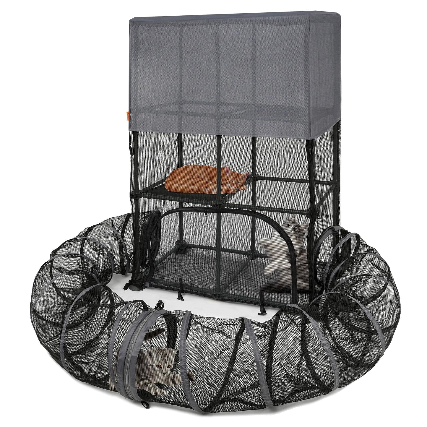 Catio Outdoor Cat Enclosure for Cats & Small Animals, Pet Playpen Cat Climber with Removable Pet Tunnel for Indoor/Outdoor Use