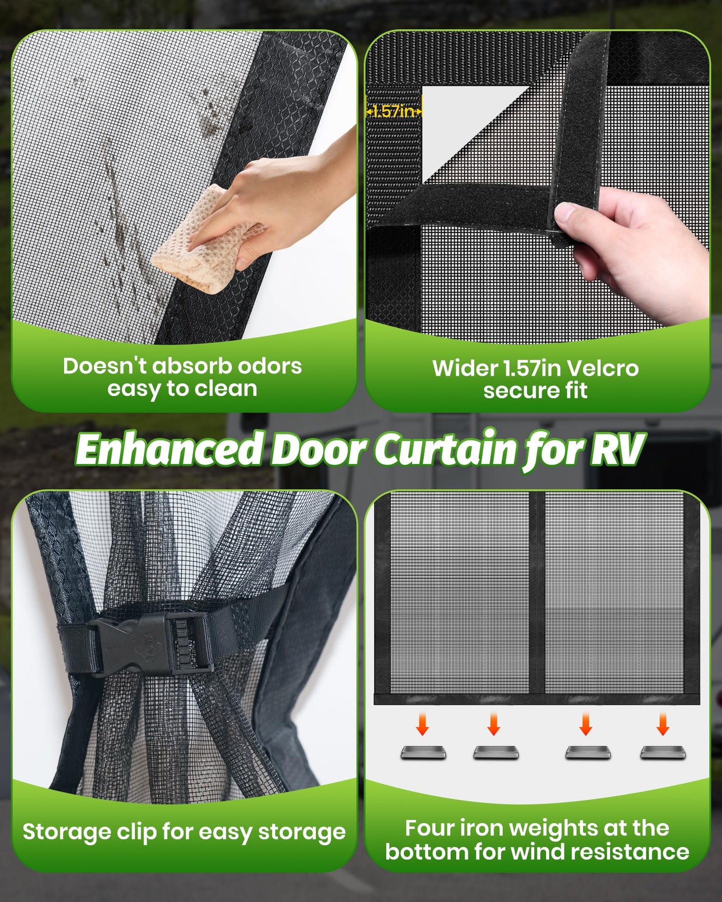 Gociean Magnetic RV Screen Door Curtain for Camper, Curtain Size 33'' x 75'', Travel Trailer, Fifth Wheel and Motorhome, Tear-Resistant Mesh Bug Screen, Self Closing Mosquito Net, Pet Friendly
