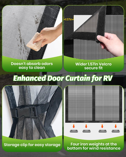 Gociean Magnetic RV Screen Door Curtain for Camper, Curtain Size 33'' x 75'', Travel Trailer, Fifth Wheel and Motorhome, Tear-Resistant Mesh Bug Screen, Self Closing Mosquito Net, Pet Friendly