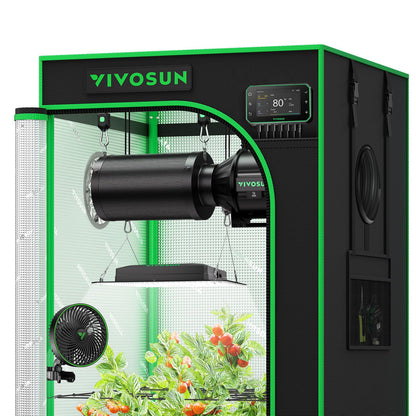VIVOSUN Smart Pro Grow Tent Kit, 2 × 2ft 1-Plant Kit, WiFi-Integrated Automatic Control with GrowHub E42A+, 2-in-1 Tunable Spectrum LED Grow Light, 360° Ventilation & Circulation Control System