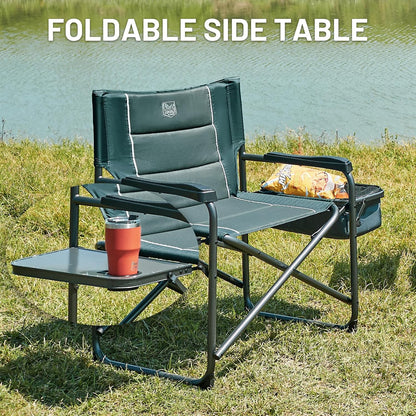 Timber Ridge XXL Oversized Directors Chair - Heavy Duty 600lbs Camping Chair with Cooler Bag & Table | Portable Grey Folding Chair for Tailgating & Outdoor Use