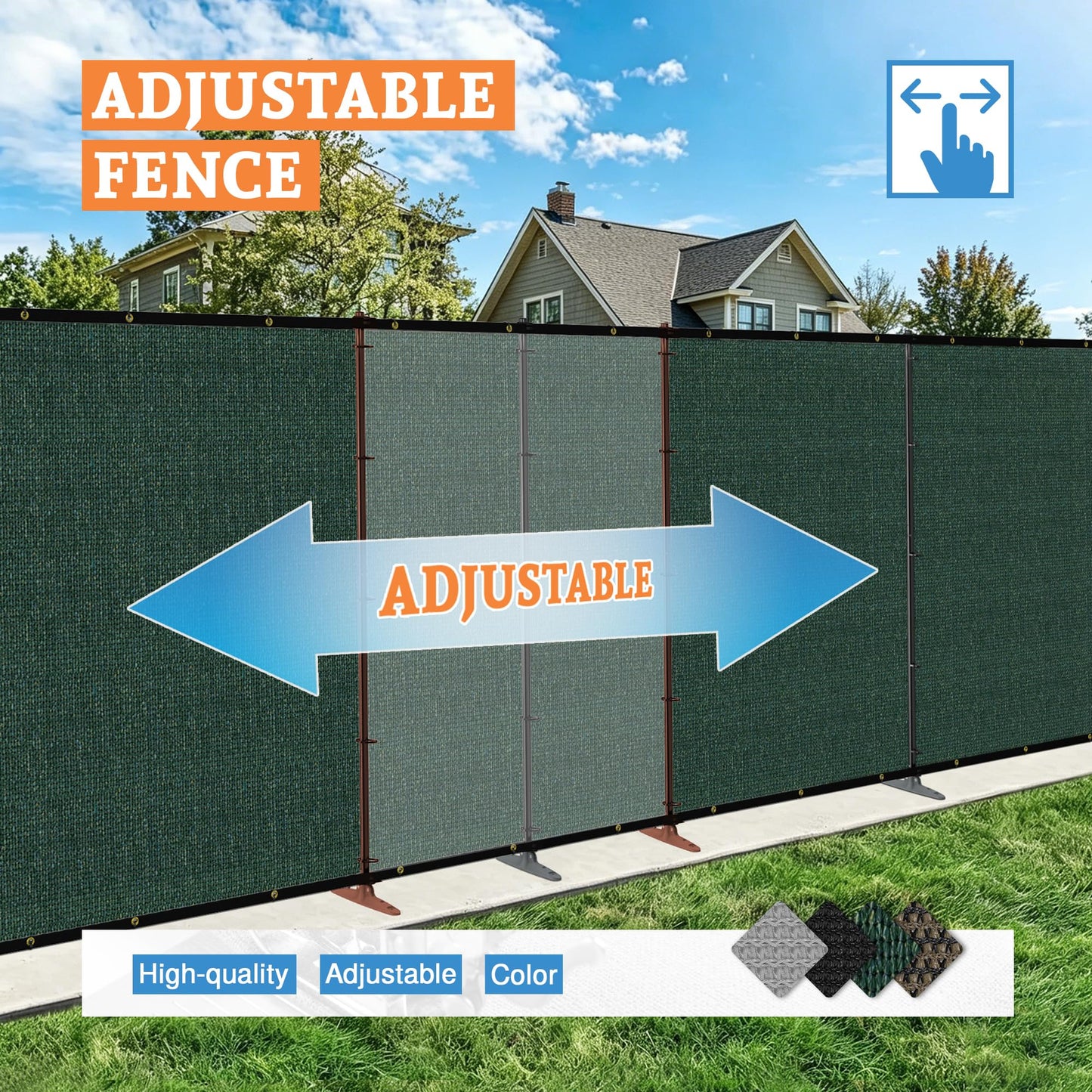 AwnPro 6' x 24' Outdoor Privacy Fence with Iron Poles Ground Spikes Dog Metal Garden Privacy Fence Backyard Patio Yard Barrier Boarder Divider (Green)