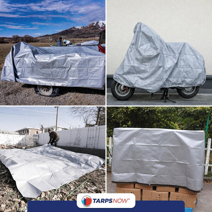 Tarps Now 20x30 ft Heavy Duty Plastic Tarp (Poly Tarp)|12 MIL Waterproof Cover|Rip & Tear-Resistant|Rustproof Grommets & Reinforced Edges|Ideal for Roof, Camping, Tent & Outdoor Protection - Silver