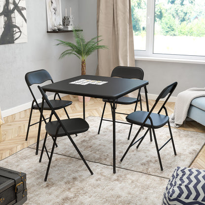Flash Furniture Madison 5-Piece Folding Card Table and Chairs Set, Portable Event Table and Chairs Set, Black