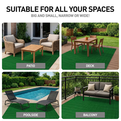 Rugshop Artificial Grass Indoor Outdoor Area Rug, Lightweight Synthetic Turf with Rubber Backing, Easy to Clean Polypropylene Lawn Mat for Patio, Balcony, Deck, 7'10" x 10' Green