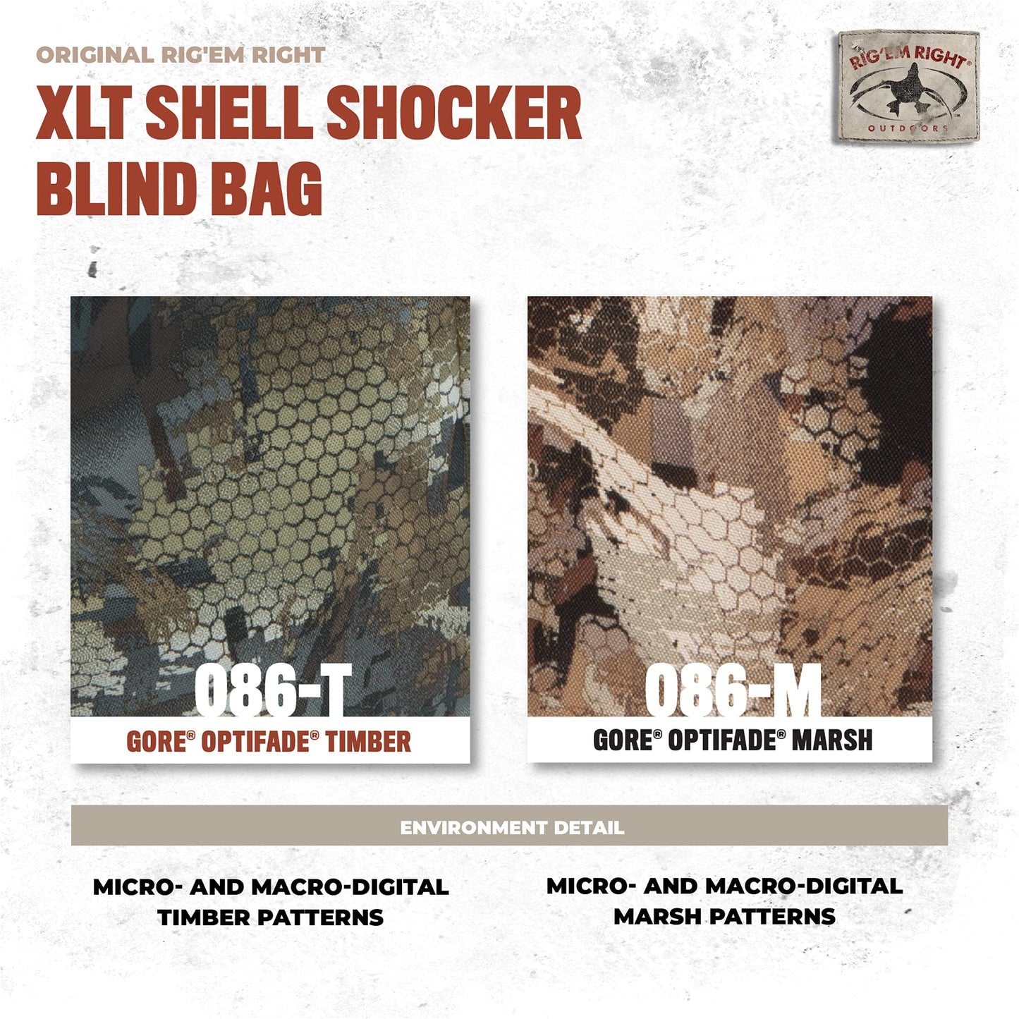 Rig'Em Right Waterfowl Shell Shocker XLT Duck Hunting Blind Bag with Molded Ammo Compartments, Sunglasses Case, Drink Holder and More (Gore Optifade Timber Camo)