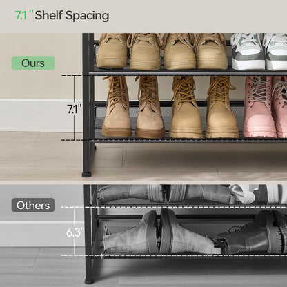 Nunsino Shoe Rack, Long Shoe Organizer,Max Holds 75 Pairs,12 Tier Metal Shoe Storage Shelf,6-Tier Stackable Shoes Organizer for Garage, Entryway,Black