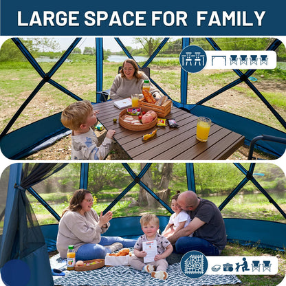 TIMBER RIDGE Easy Pop Up Gazebo Canopy Tent for Camping, 11.5 X 9.8 Ft Portable Instant Screened House, Pop Up Canopy with Netting for Backyard, Patio, Outdoor, Tailgating, Picnics, Blue
