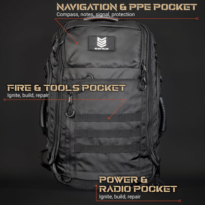 Cargo 72-Hour Survival Kit Loadout Backpack - Complete Bug Out Emergency Kit with Tactical 48L Backpack, Water Filtration, Power, Medical, Shelter & Fire System - Modular Urban Preparedness System