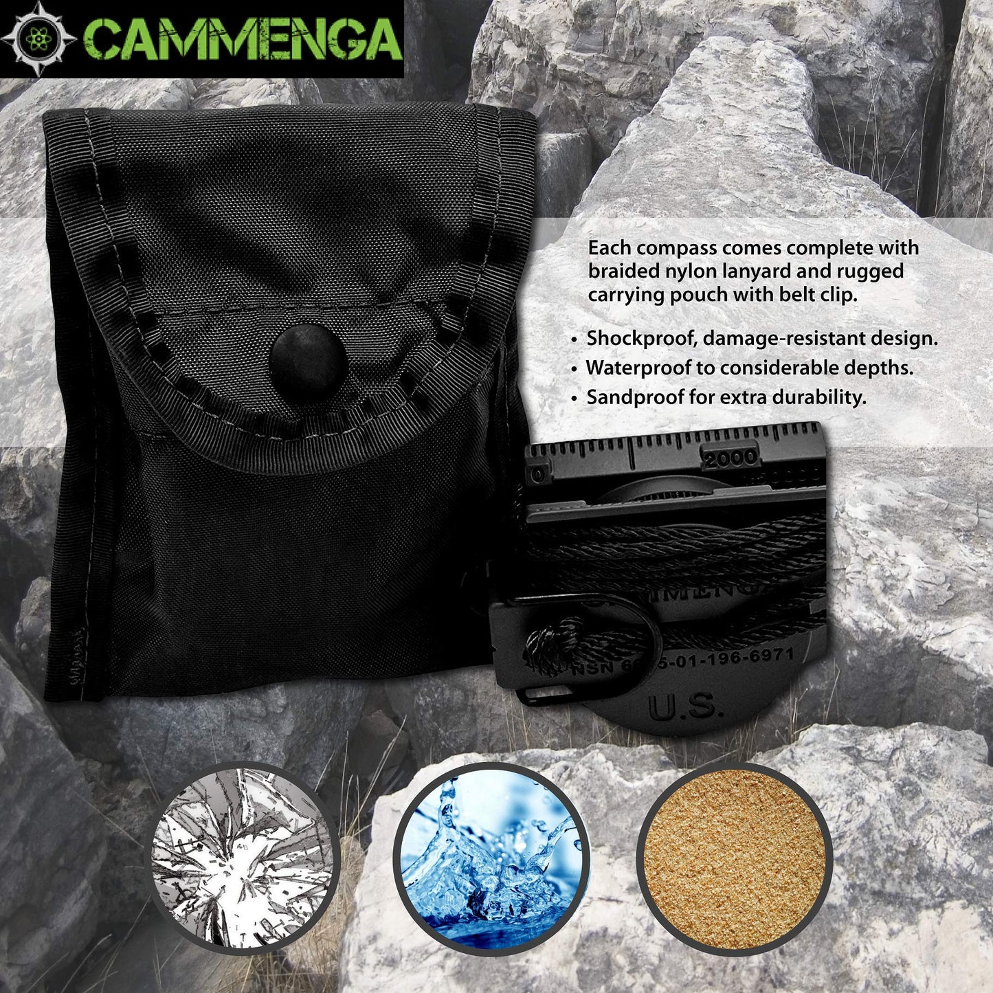 Cammenga Lensatic Tritium Compass, Official USA Military Compass - Accurate and Ultralight Tactical Compasses for Orienteering Backpacking Hunting Hiking Boating - Black