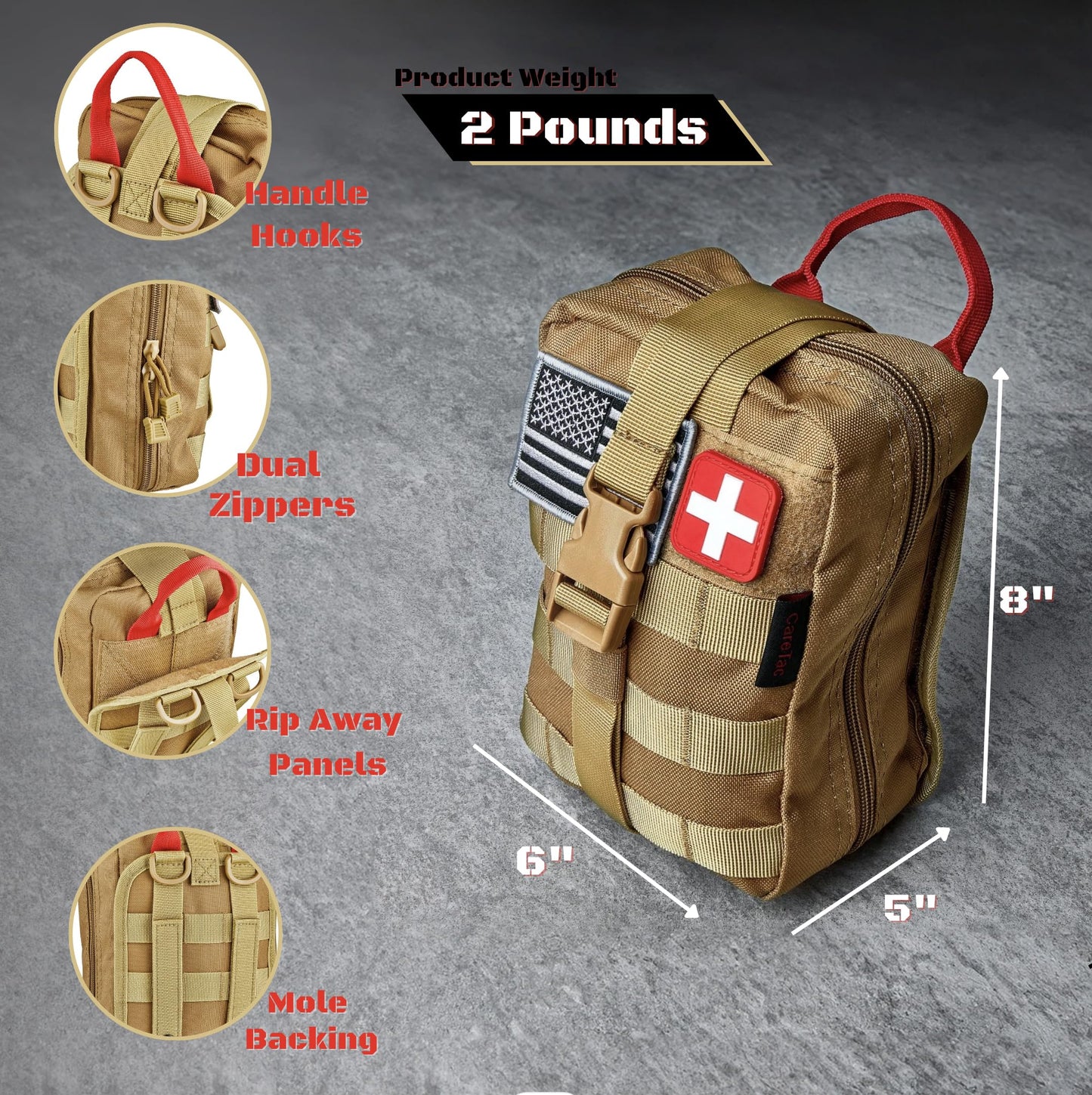 CareTac Trauma First Aid Kit with CAT Gen-7 Tourniquet & Hemostatic Clotting Gauze