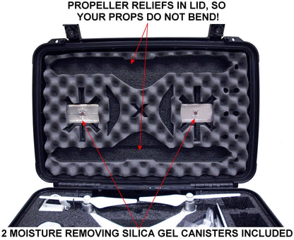 Case Club Pre-Cut Waterproof Drone Case with Wheels, Extension Handle & 2 Moisture Absorbing Silica Gel - Fits DJI Phantom 4 (Propellers On)