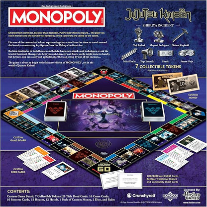 MONOPOLY: Jujutsu Kaisen Edition Board Game Buy Sell Trade Locations from the Shibuya Incident Arc Featuring 6 Custom Tokens: Yuji Itadori Panda Satoru Gojo &amp More Officially Licensed Collect