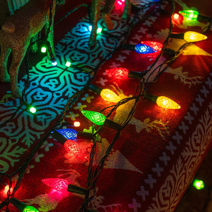 Dazzle Bright C6 Christmas String Lights, 200 LED, 66 FT, Waterproof, 8 Modes, Multicolor, Model HB-300COI