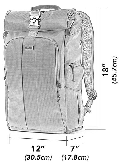 Think Tank FocusPoint 30L RollTop Camera Backpack - Golden Hour: Expandable Travel & Camera Backpack with Laptop Sleeve, Quick Side and Back Access, Rain Cover – Versatile Photography & Travel Bag