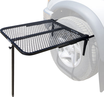 Tire Table Medium Steel Camping Table fits Tires Up to 40" | 50 Pound Capacity | Black Powder-Coated Finish | No Tool or Hitch Required | 23.5" x 27" x 1.5"